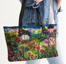Load image into Gallery viewer, Stylish Tote, &quot;Neon Garden at Night&quot;
