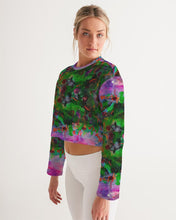 Load image into Gallery viewer, Women&#39;s Cropped Sweatshirt - &quot;Neon Garden&quot;
