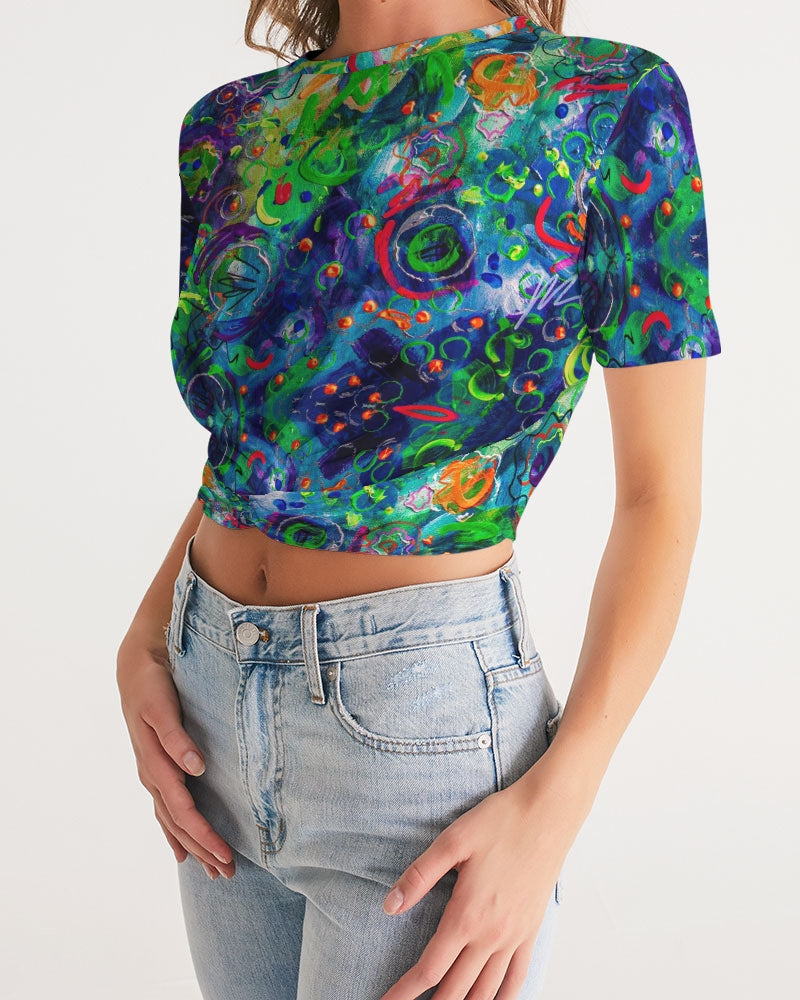Twist-Front Cropped Tee - 