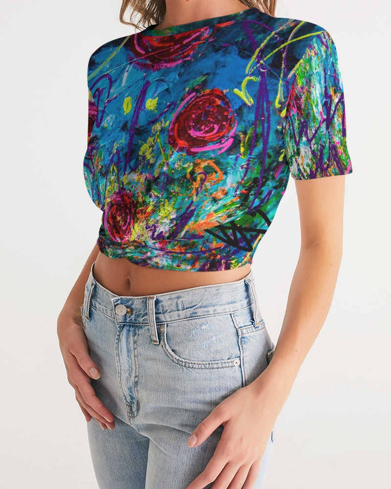 Twist-Front Cropped Tee - 