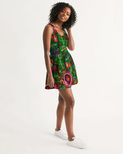 Load image into Gallery viewer, Women&#39;s Scoop Neck Skater Dress, &quot;Wild Flowers&quot;
