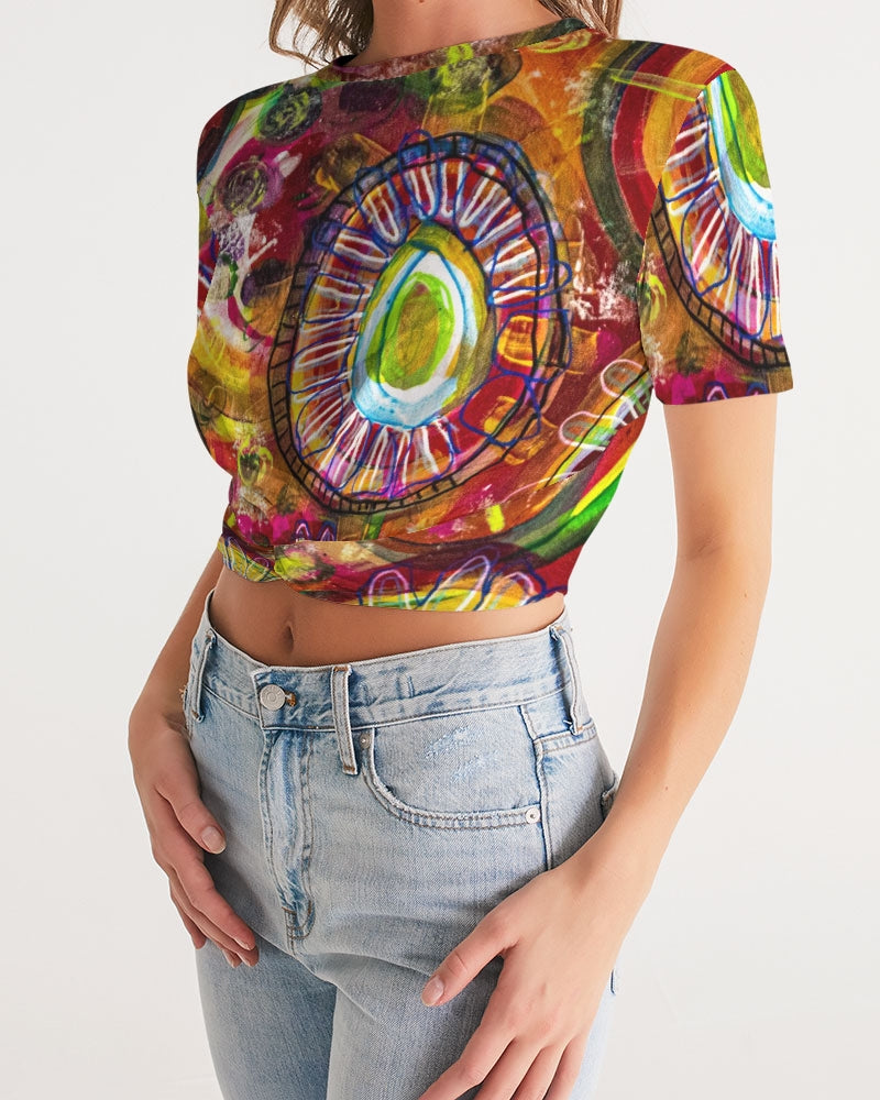 Twist-Front Cropped Tee, 
