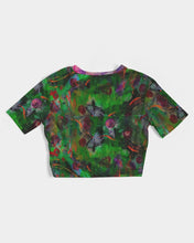 Load image into Gallery viewer, Twist-Front Cropped Tee, &quot;Neon Garden&quot;
