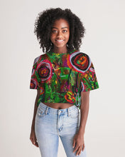 Load image into Gallery viewer, Women&#39;s Lounge Cropped Tee, &quot;Wild Flowers&quot;
