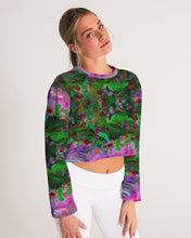 Load image into Gallery viewer, Women&#39;s Cropped Sweatshirt - &quot;Neon Garden&quot;
