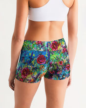 Load image into Gallery viewer, Mid-Rise Yoga Shorts - &quot;Twisted Rose&quot;
