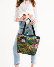 Load image into Gallery viewer, Canvas Zip Top Tote, &quot;Neon Garden at Night&quot;
