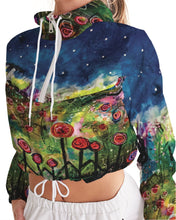 Load image into Gallery viewer, Women&#39;s Cropped Windbreaker - &quot;Neon Garden at Night&quot;
