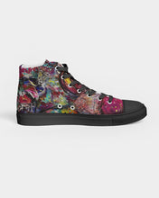 Load image into Gallery viewer, Women&#39;s Hightop Canvas Shoe - Black &quot;Blood Rose&quot;
