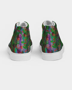 Women's Hightop Canvas Shoe - "Neon Garden"