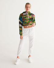 Load image into Gallery viewer, Women&#39;s Cropped Windbreaker, &quot;Neon Garden at Night&quot;
