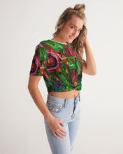 Load image into Gallery viewer, Twist-Front Cropped Tee, &quot;Wild Flowers&quot;
