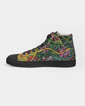 Load image into Gallery viewer, Women&#39;s Hightop Canvas Shoe - Black - &quot;Dance of the Vines&quot;
