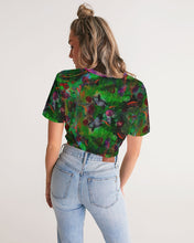 Load image into Gallery viewer, Twist-Front Cropped Tee, &quot;Neon Garden&quot;
