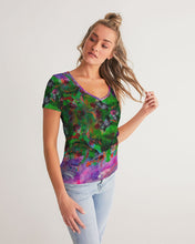 Load image into Gallery viewer, Women&#39;s V-Neck Tees - &quot;Neon Garden&quot;
