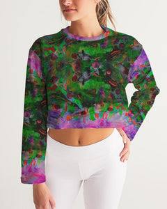 Women's Cropped Sweatshirt - "Neon Garden"