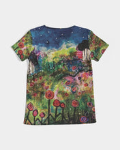 Load image into Gallery viewer, Women&#39;s V-Neck Tees, &quot;Neon Garden at Night&quot;
