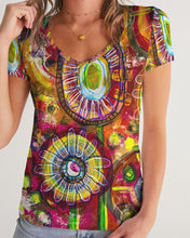 Load image into Gallery viewer, Women&#39;s V-Neck Tees - &quot;Lollipop Fantasy&quot;
