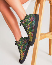 Load image into Gallery viewer, Women&#39;s Hightop Canvas Shoe - Black - &quot;Dance of the Vines&quot;
