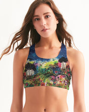 Load image into Gallery viewer, Women&#39;s Seamless Sports Bra - &quot;Neon Garden at Night&quot;
