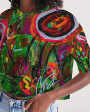 Load image into Gallery viewer, Women&#39;s Lounge Cropped Tee, &quot;Wild Flowers&quot;
