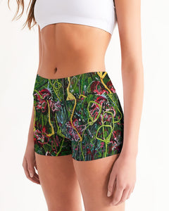 Mid-Rise Yoga Shorts - "Dance of the Vines"