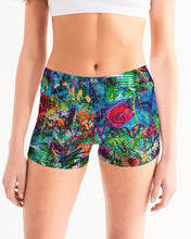 Load image into Gallery viewer, Mid-Rise Yoga Shorts - &quot;Twisted Rose&quot;
